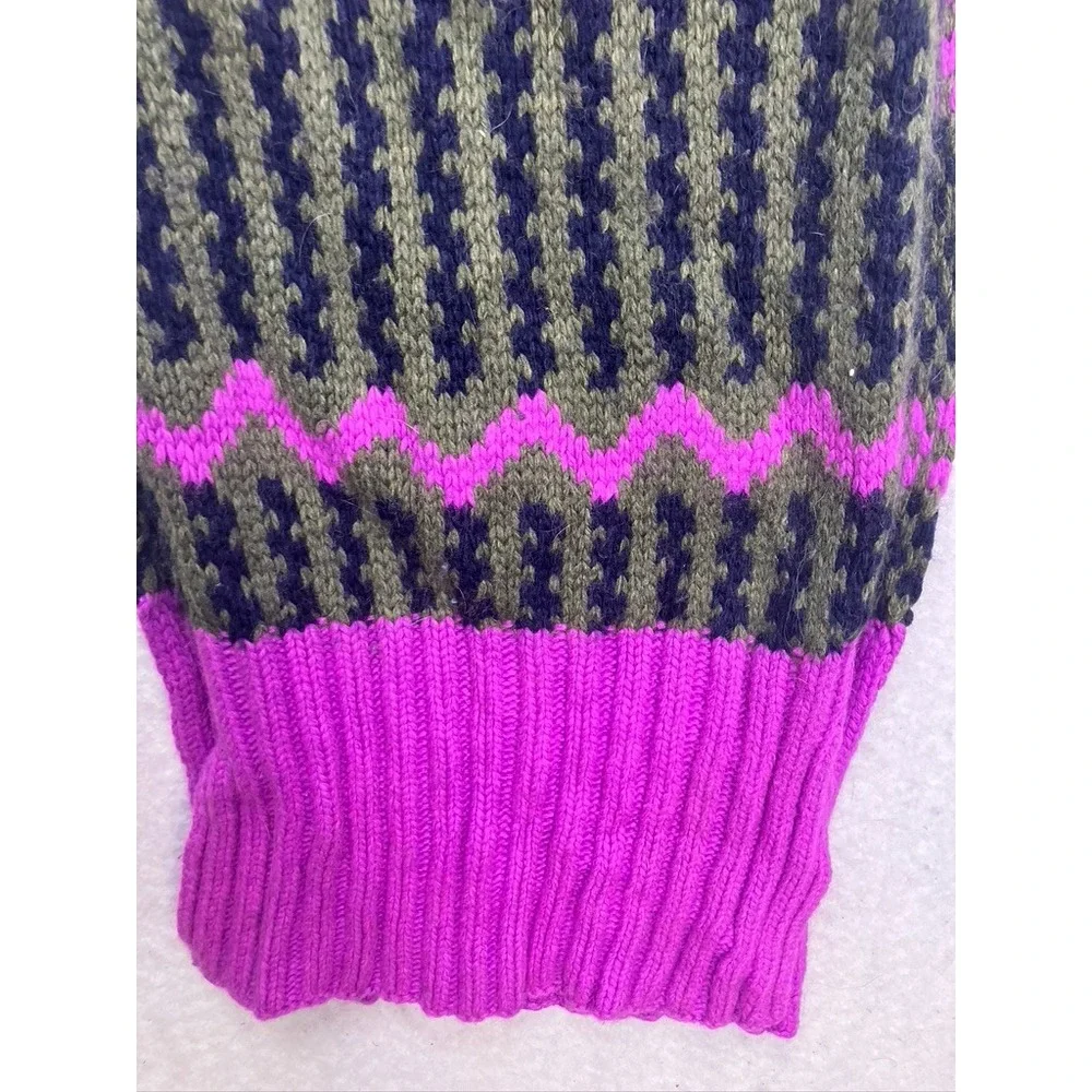 J.Crew‎ Knit Scarf Womens OS Purple Fair Isle Lambs Wool Cashmere Winter